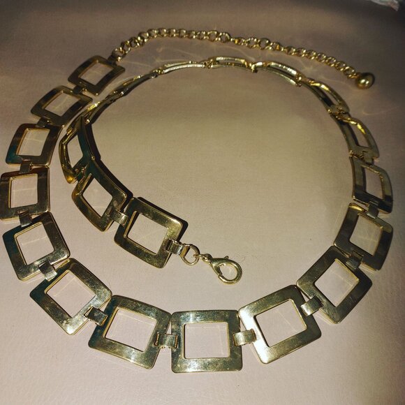 Gold Tone Chain Link Belt Vintage Versatile Adjustable Rectangle Design 1 Inch main image 9